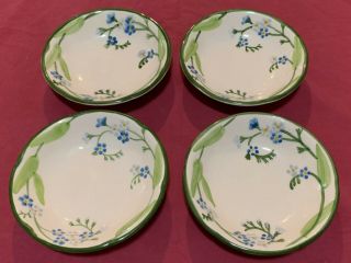 4 Franciscan Forget Me Not Blue Flower Usa Berry Bowls Approx.  5 1/4 "
