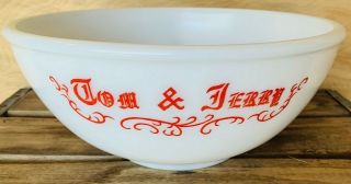 Large Vtg Mckee Red Tom And Jerry Milk Glass Punch Bowl Reuse Or Replace