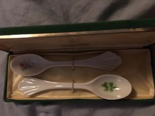 Donegal Parian Irish Porcelain Spoon Set - Floral And Shamrock - Made In Ireland