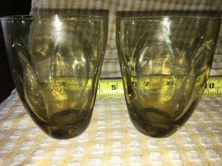 2 Vtg Russel Wright Oneida Imperial Pinch 16 Oz Coolers Glasses Amber Tumbler
