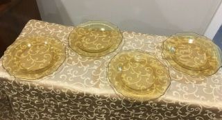 Set Of 4 Federal Depression Glass Patrician Amber Yellow Plate 7.  5 "