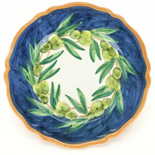 Ravello Italian Pottery Large 13 Inch Plate Hand Painted Olive Wall Decor