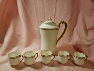 Haviland Limoges France Chocolate / Coffee / Tea Set,  Pot & 5 Cups,  - - No Plates