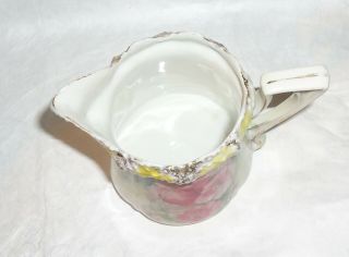 RS Prussia Creamer and Lidded Sugar Bowl Red Star Mark Pink Poppy Gold Highlight 5