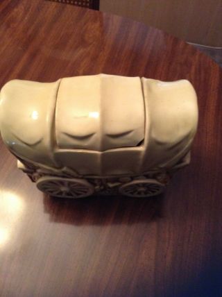 Vintage McCoy Pottery Covered Wagon Cookie Jar 1960 ' s;GUC 2