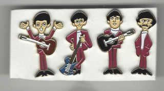 The Beatles 4 Pins Hat / Lapel Pin Set John Paul George Ringo