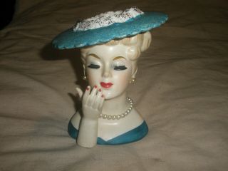 Vintage National Potteries Lady Head Vase C3507 (bedford Ohio) 5 3/4 Inches