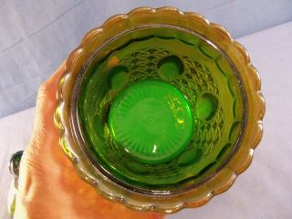 Imperial Helios Green Carnival Glass Covered Candy Jar Box 2 4