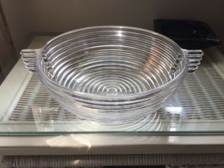 Vintage Manhattan Depression Glass Handled Bowl Anchor Hocking 9”