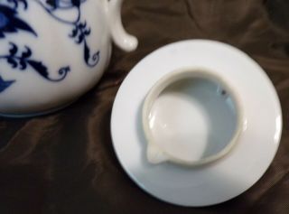 Vintage Blue Danube Porcelain Coffee Tea Pot w/ Lid Ribbon Banner Back Stamp 6