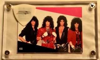 Kiss Eric Carr Group Promo Card / Rarer Black On White Proto Guitar Pick Display