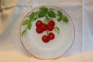 Vintage Macbeth Evans Petalware Hand Painted Plate With Fruit Cherry & Red Trim