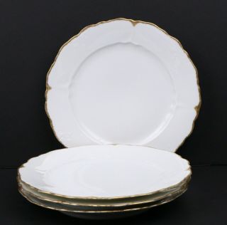 O & E.  G.  Royal Austria Dinner Plates 9 3/4 " White W/ Gold Rim