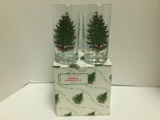 Set Of 4 Cuthbertson Christmas Tree Highball Glasses