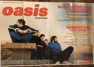 Huge Oasis Knebworth / Loch Lomand Gig Poster (double Sided) Size 94cm X 61cm