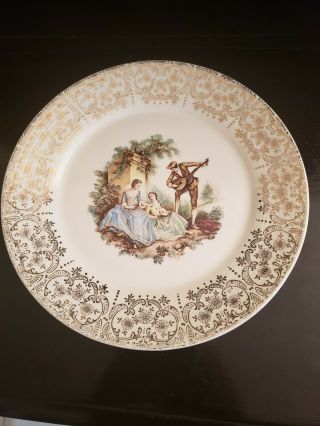 Vintage American Limoges China D´ Or Dinner Plate Man Serenading Ladies 1t - S284