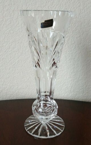 Violetta Poland / Pologne Hand Cut 24 Lead Crystal Glass Vase 9 1/2 " Tall