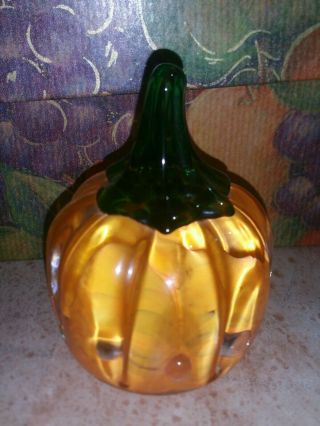 Collectible Vintage Joe Rice Pumpkin Paperweight Signed