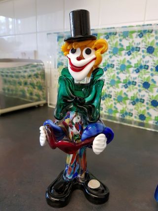 Vintage Murano Art Glass Clown With Guitar No Damage