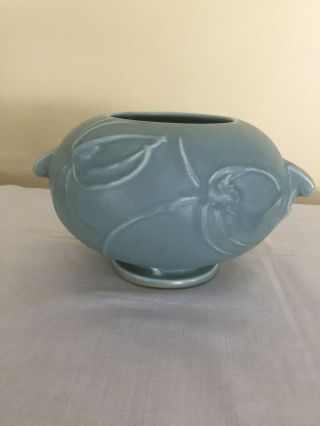 Roseville Pottery Teasel Bowl - Aqua - 342 - 4,  1936