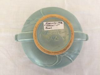 Roseville Pottery Teasel Bowl - Aqua - 342 - 4,  1936 6