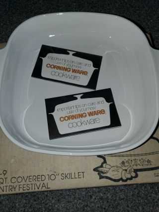 2.  5 QT 2 1/2 Quart Square Casserole with Lid Country Festival CORNING NOS 2