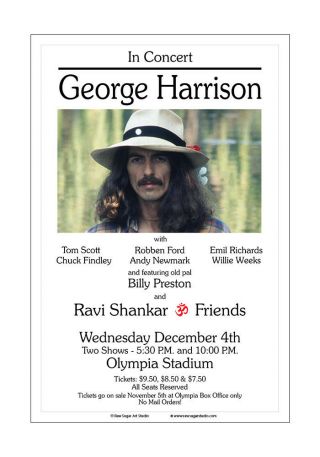 George Harrison / Beatles 1974 Detroit Concert Poster