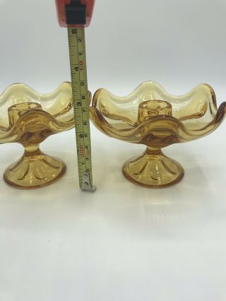 Vintage Viking Glass Amber Epic Taper Candle Holders 4 1/2 