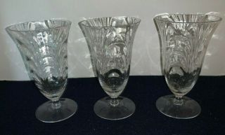 (set Of 3) Cambridge Clear Caprice 6 1/8 " Tall Iced Tea Goblets Footed Tumblers