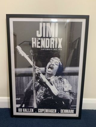 Jimi Hendrix Kb Hallen Copenhagen 1970 Tour Poster/ Print Black Framed