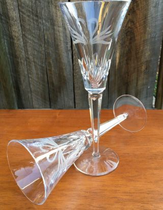 Waterford Wedding Toasting Champagne Flutes Pair Set Of Two (2) Heart Swans