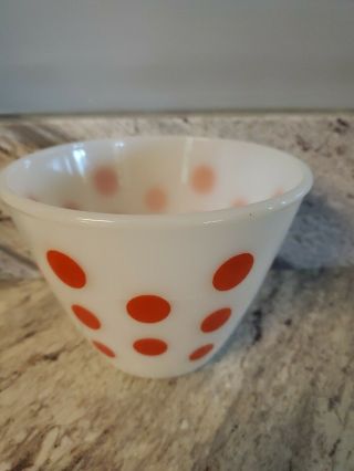 Fire - King Oven Ware Red Polka Dot Mixing Nesting Bowl Euc 4.  5 " X 4 " Mid - Century
