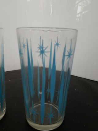 Mid - Century Modern Atomic Turquoise stars & bolts Glasses qty 2 2