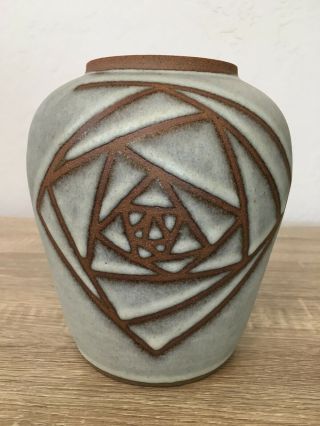 Listed Carole Westlund (1952 - 2011) Studio Pottery Vase Modern Geometric