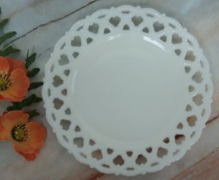 Vintage Luncheon Plate Forget Me Not Open Lace Milk Glass By Westmoreland 8 1/2 "