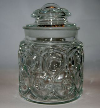 Le Smith Moon And Stars 8 " Tall Biscuit Jar Canister Clear Glass Minty Eapg Rare