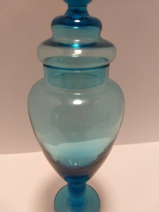 Empoli Glass Apothecary Jar Blue Mid - century Modern 3