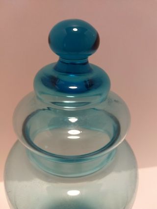 Empoli Glass Apothecary Jar Blue Mid - century Modern 4