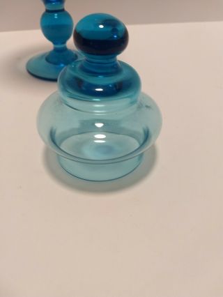 Empoli Glass Apothecary Jar Blue Mid - century Modern 5