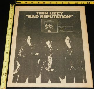 Thin Lizzy Bad Reputation 1977 Phil Lynott Record Release Ad Advert Mini Poster