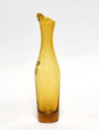 Retro Blenko Mcm Art Glass Amber Crackle Vase Item C64b Ex.  Cond.