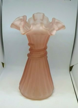 Fenton Pink Wheat Glass Vase 2