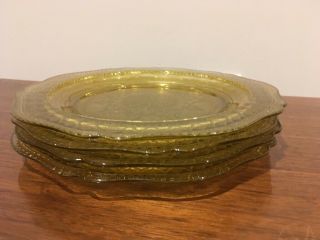 Set Of 4 Federal Depression Glass Patrician Amber Yellow Dinner Plate 9 "