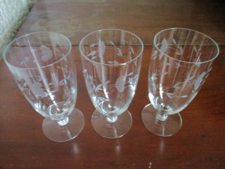 Princess House Crystal Heritage Set Of 3 Ice Tea Water Glasses Goblets 6 "