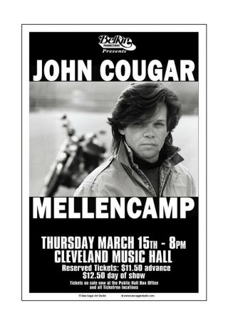 John Mellencamp 1984 Cleveland Concert Poster