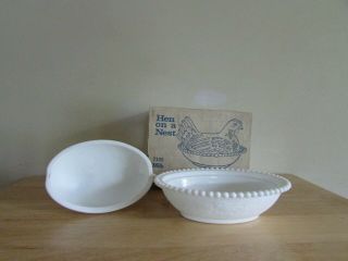 Vintage Indiana Milk Glass Hen on Nest Candy Dish 2