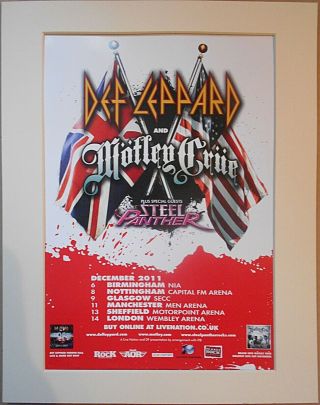 Def Leppard Motley Crue Uk Tour 2011 Music Press Poster Type Advert In Mount
