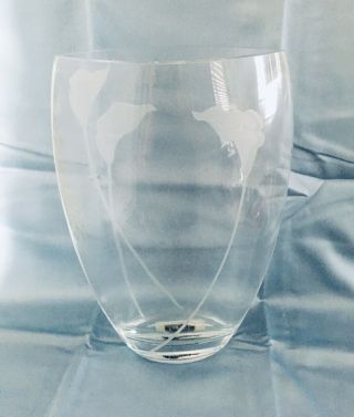 Mikasa Crystal Calla Lily Flared Ellipse Vase 12” Poland Retired