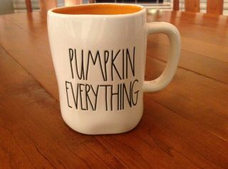 Rae Dunn By Magenta " Pumpkin Everything " Coffee Mug Orange Interior