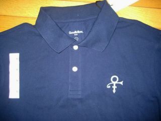 Prince Symbol Logo Cotton Polo Xl Navy Blue Short Sleeve